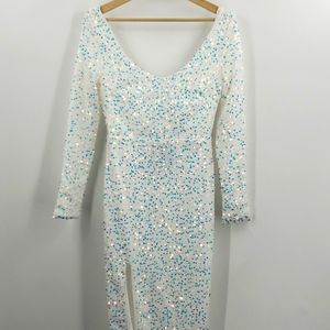 Miss ord sequinned white dress size medium fits XS